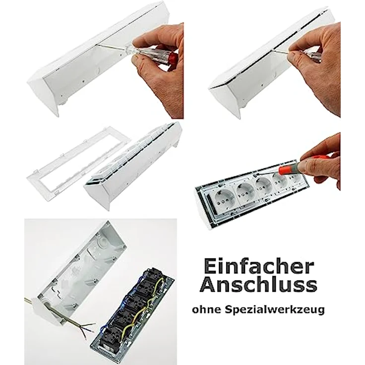 ChiliTec Steckdosenblock 5-Fach Unterbausteckdose mit Klappdeckel, 230V, Schutzkontakt-Steckdosen für Küche und Werkstatt, Weiß – Bild 5