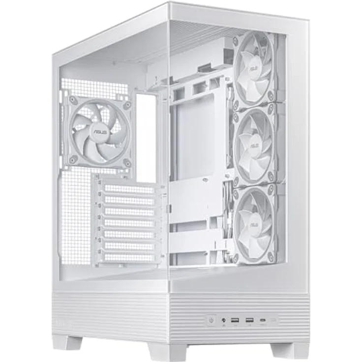 ASUS A31 Plus TG ARGB White ATX PC Gehäuse (vorinstallierte ARGB-Lüfter, kompatibel mit Mainboards mit versteckten Anschlüssen, 360-mm-Radiatoren, 380-mm-Grafikkarten) – Bild 2