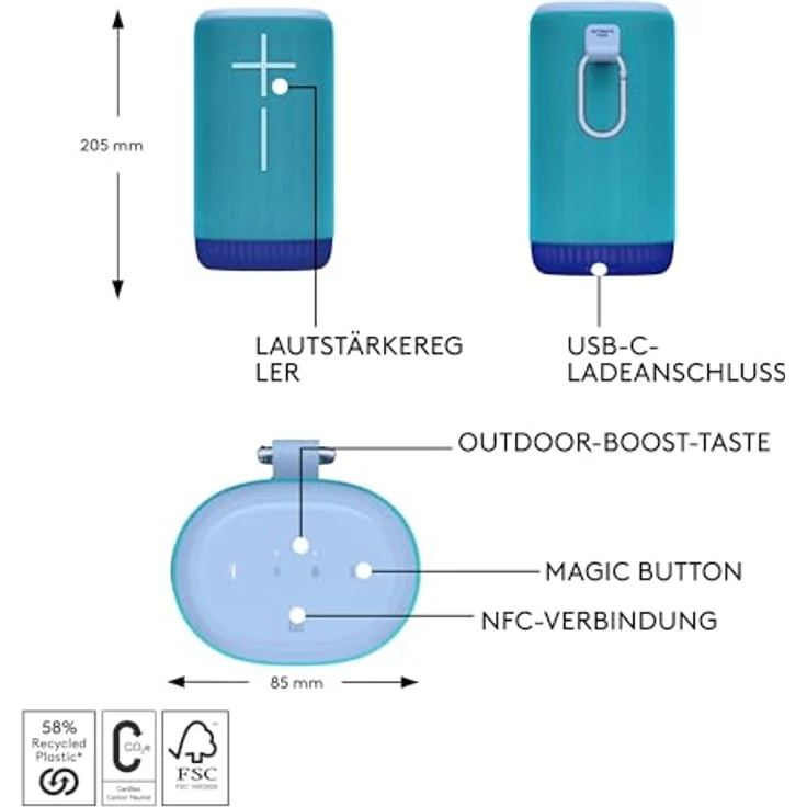 UE Everboom Bluetooth Lautsprecher in Cobalt Blue – Bild 6