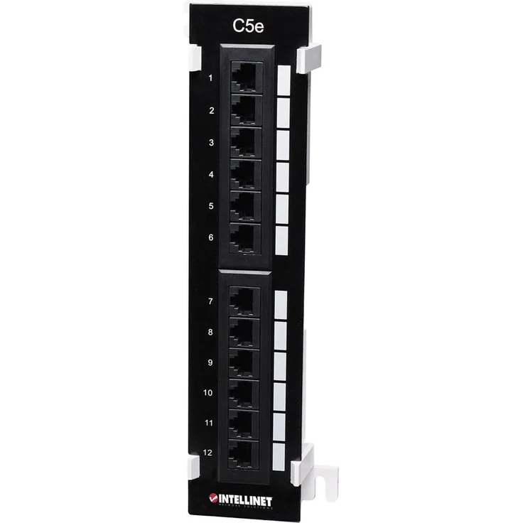 Intellinet 162470 12 Port Netzwerk-Patchpanel, CAT 5e, unbestückt, 1 HE, 254mm (10")
