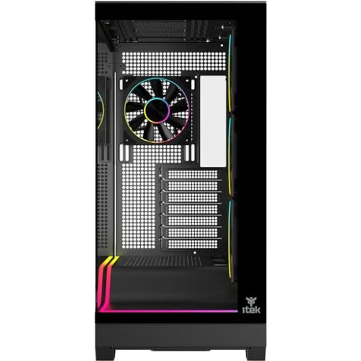 iTek SHOWBUI WAVE 82B, Tower PC-Gehäuse, Schwarz, ATX/ITX/micro ATX, Gaming, mit RGB-Beleuchtung in Blau, Grün und Rot, gehärtetes Glas, verbessertes Kabelmanagement – Bild 2
