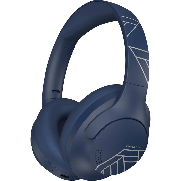 PowerLocus Kabellose Kopfhörer P3 (Marineblau und Silber) mit 40-mm-Treibern und Bluetooth 5.3