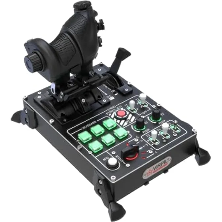 VIRPIL Controls VMAX Prime Throttle, Premium-Zweimotoriger Gashebel mit 7 Achsen, 49 Tasten, einstellbaren Rastpunkten und Austauschbaren Tastenmodulen für PC