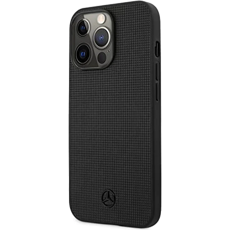 Mercedes MEHCP13LMBLBK Hülle für iPhone 13 Pro / 13 6,1" schwarz Leather Meshed Metal Logo – Bild 2