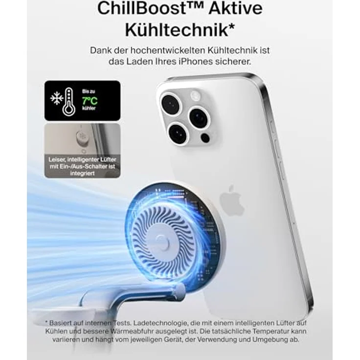 Belkin UltraCharge Pro Qi2 Induktive Ladestation, 25W, 3-in-1 Ladegerät mit MagSafe-Kompatibilität, Wireless Charger für iPhone 16, Apple Watch und AirPods, mit ChillBoost Kühltechnik und 45-W-Adapter – Sandfarben – Bild 3