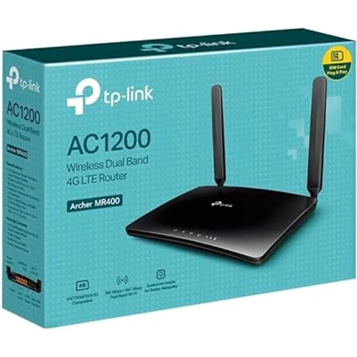 TP-Link Archer MR400 AC1200, 4G LTE Dualband WLAN Router mit 150 Mbit/s Download, 300 Mbit/s (2,4GHz) + 867 Mbit/s (5GHz), schwarz – Bild 4