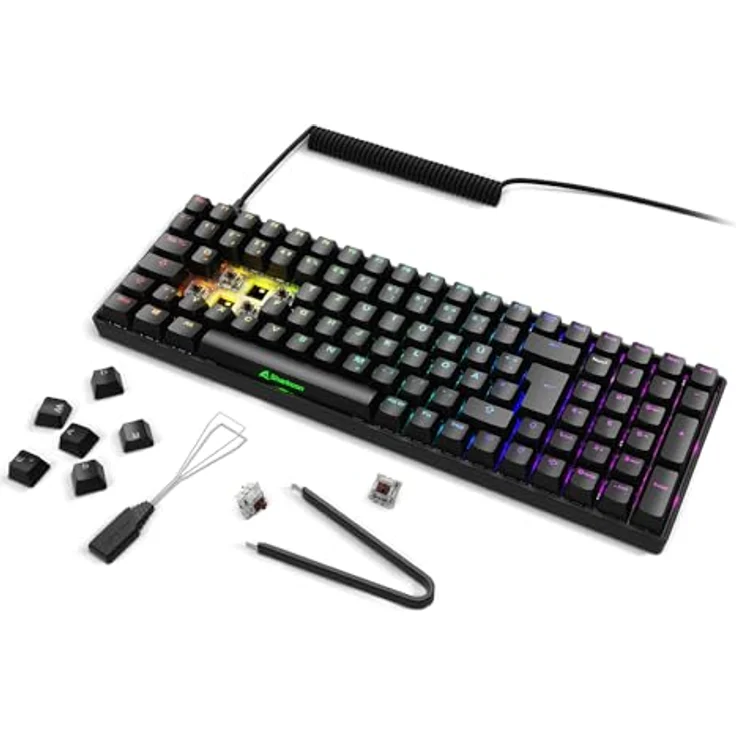 Sharkoon SKILLER SGK50 S2 Gaming Tastatur - Hot-Swap Gateron Brown Switches, RGB-Beleuchtung, QWERTZ-Layout, schwarz – Bild 9