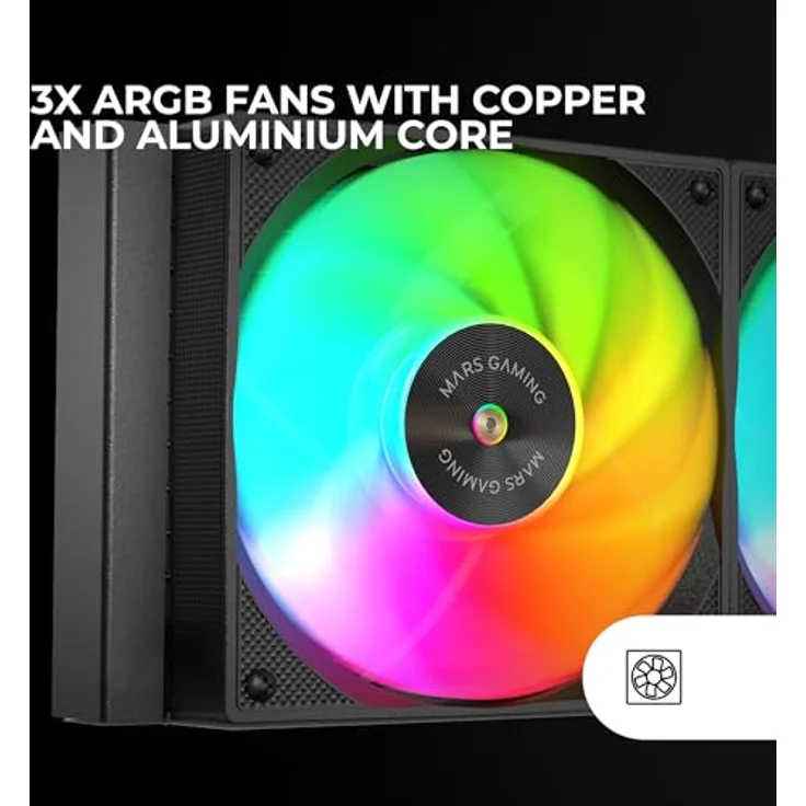 Mars Gaming ML-VISION360, AIO Flüssigkeitskühlung mit 600W TDP, 4:3 IPS LCD-Display, 360° Rotation und 3x ARGB-Lüftern, universeller Multisockel, Schwarz – Bild 4
