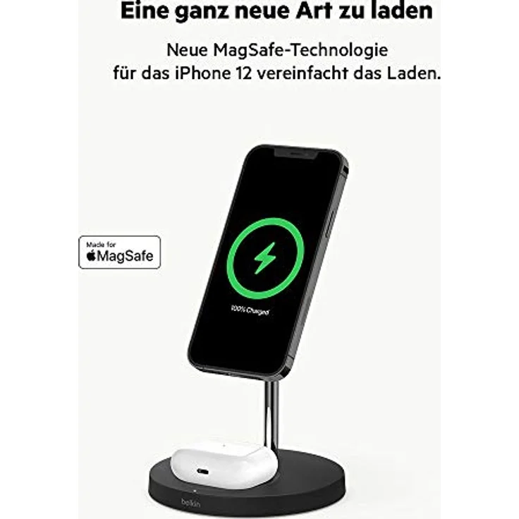 Belkin BOOST CHARGE PRO Drahtloser 2-in-1-Ladeständer mit MagSafe schwarz – Bild 2