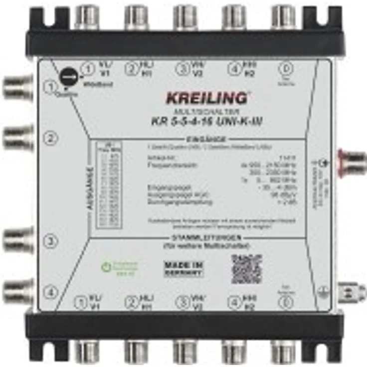 Kreiling Unicable Kaskaden-MS KR 5-5-4-16UNI-K-III, Multischalter mit 64 Teilnehmeranschlüssen und 5 Eingängen ohne Netzteil