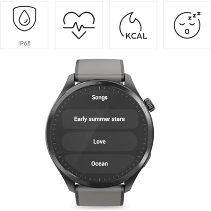 Hama Smartwatch 9000 (Musikspeicher, AMOLED Farbdisplay 1,43“ Panda Glass, GPS, Telefonfunktion, wasserdicht, WhatsApp, Sprachassistent, Schlaftracker, 110 Sportmodi, Schrittzähler, Pulsmesser) schwarz – Bild 2