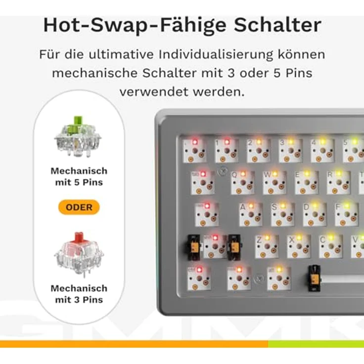 Glorious Gaming GMMK 3 PRO: Anpassbare mechanische Tastatur, Full Size 100%, Aluminiumgehäuse & Dichtungssystem, Hot-Swap (MX-Schalter), Schalldämmung, angepasste Tastenkappen - Silber – Bild 3
