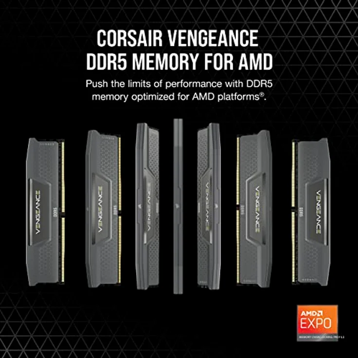 CORSAIR Vengeance DDR5 RAM 32GB (2x16GB) 6000MHz CL36 AMD Expo iCUE-Kompatibler Computerspeicher - Grau (CMK32GX5M2E6000Z36) – Bild 2