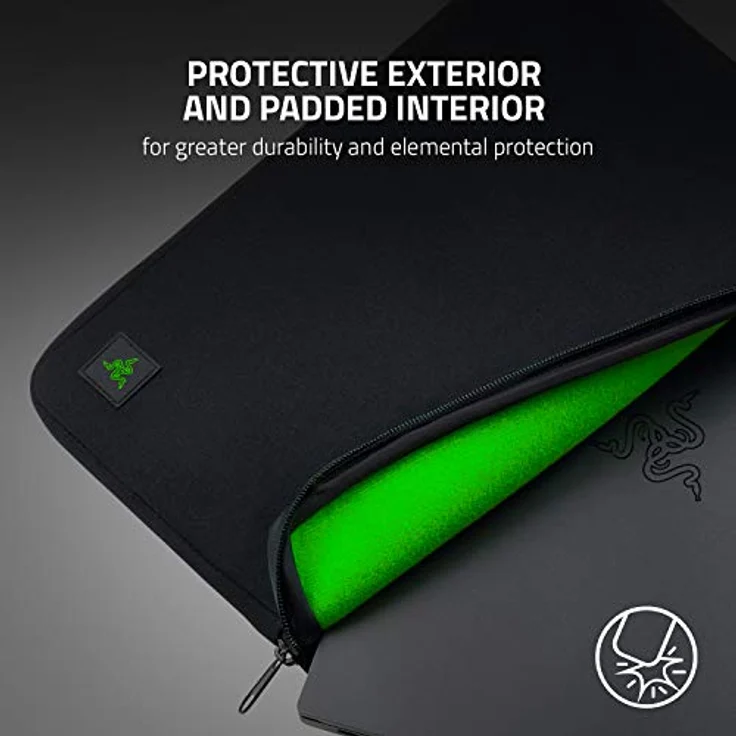 Razer Neoprene Sleeve V2 – Schutzhülle für Notebooks und Laptops bis zu 13,3 Zoll (33,8 cm): Außen robust, ideal für Blade Stealth 13, wasserdicht, Ultra dünn, flach - Schwarz – Bild 2