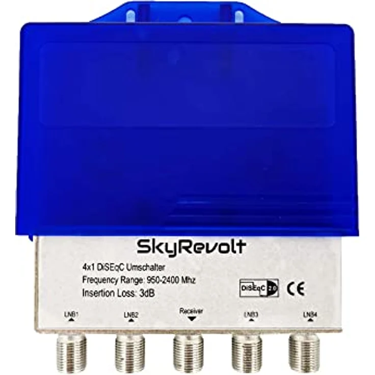 SkyRevolt 4X DiSEqC Schalter 4/1 SAT Umschalter mit Wetterschutzgehäuse für bis zu 4 LNB, Frequenzbereich 950-2400 MHz – Bild 2