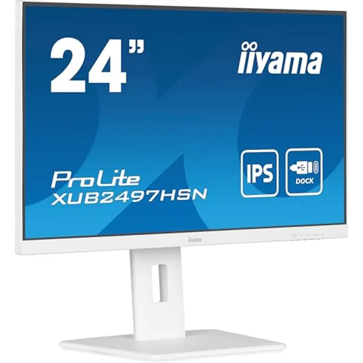 iiyama Prolite XUB2497HSN-W2 60,5cm 23,8" IPS LED-Monitor Full-HD 100Hz HDMI DP-in/Out DaisyChain USB3.2 USB-C Dock 65W LAN Slim-Line Höhenverstellung Pivot Adaptive Sync weiß