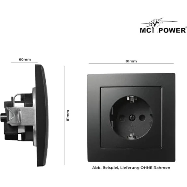 McPower Steckdosen Set Flair, matt schwarz, 2-Fach Profi, flexibles Montagesystem mit Einsteckschutz – Bild 2