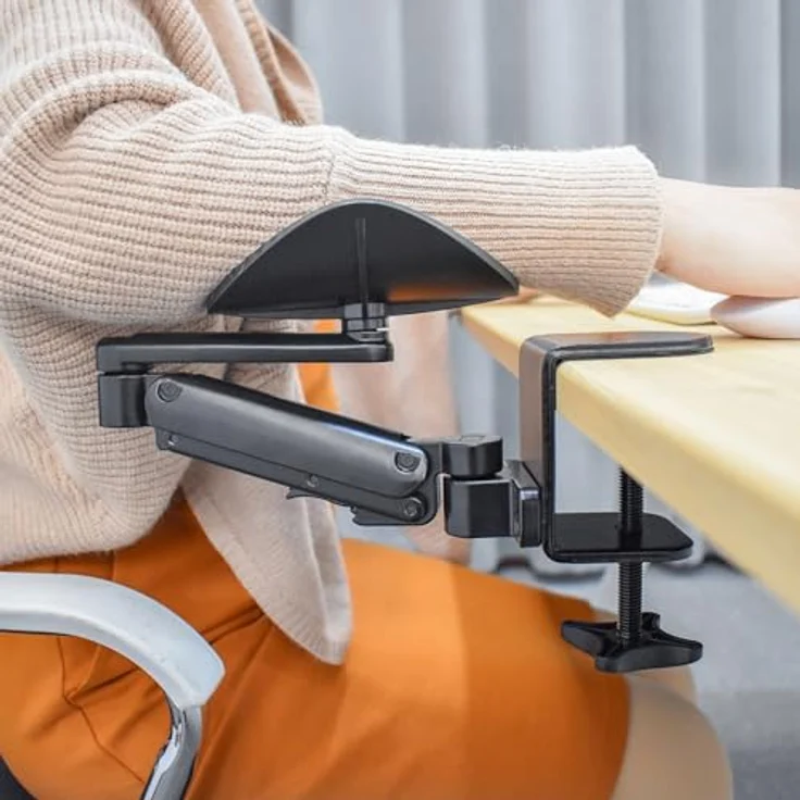 hjh OFFICE RELEX RT1 Armstütze, Ergonomische Handballenauflage aus Aluminium und Stahl, gepolstert, drehbar, für Schreibtisch – Bild 2