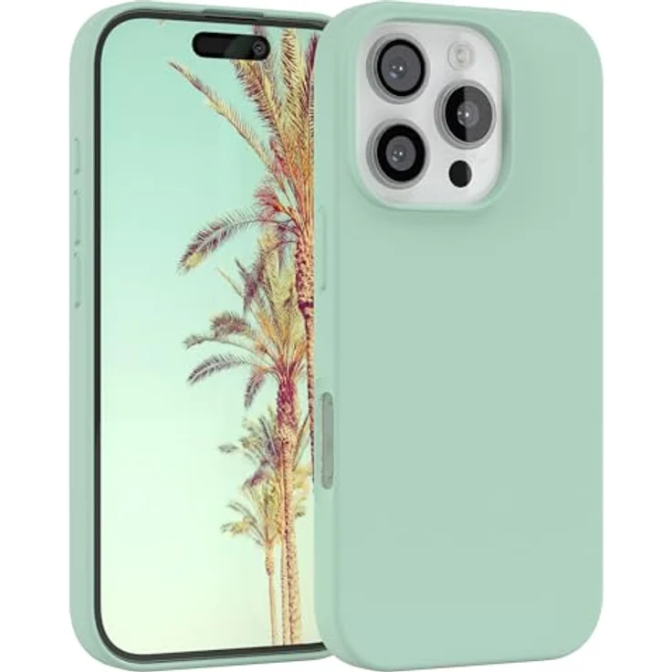 EAZY CASE Premium Silikon Handyhülle für iPhone 16 Pro, Slimcover mit Kameraschutz und Innenfutter, mintgrün – Bild 1