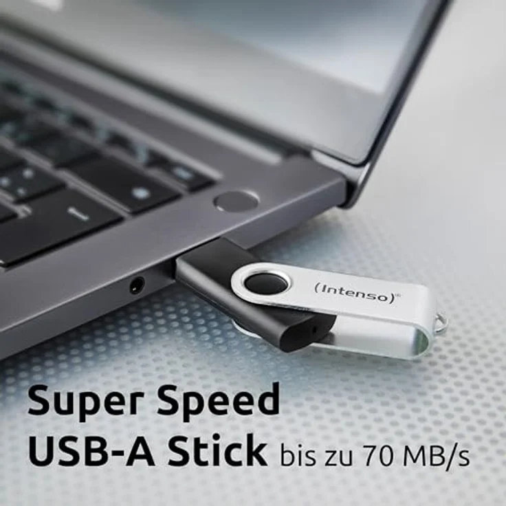 Intenso Office Line USB Stick 256 GB, Super Speed USB-A 3.2 mit bis zu 70 MB/s, robustes Kunststoff-Metall-Gehäuse, Silber-Schwarz – Bild 5