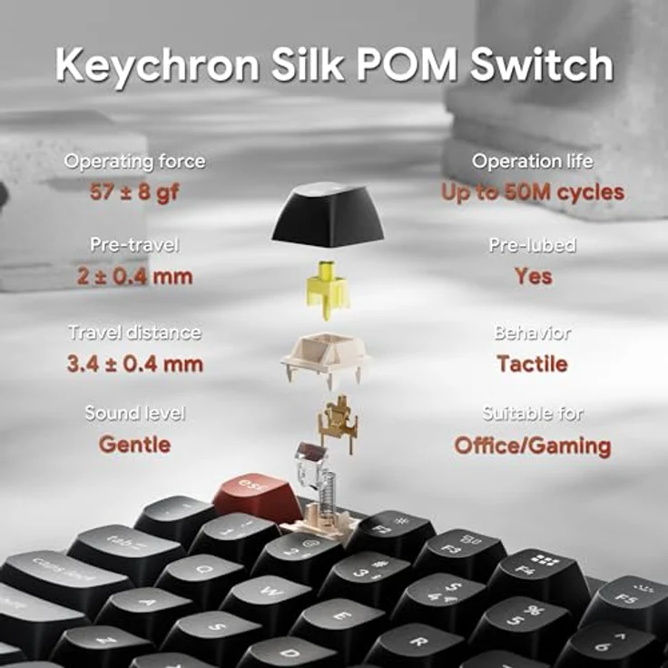 Keychron V3 Ultra TKL, Kabellose mechanische Tastatur mit ZMK Custom 8K Polling Rate, 2,4 GHz/Bluetooth/Wired, RGB-Hintergrundbeleuchtung, Silk POM Brown Switch, Hot-Swappable für Mac – Bild 5