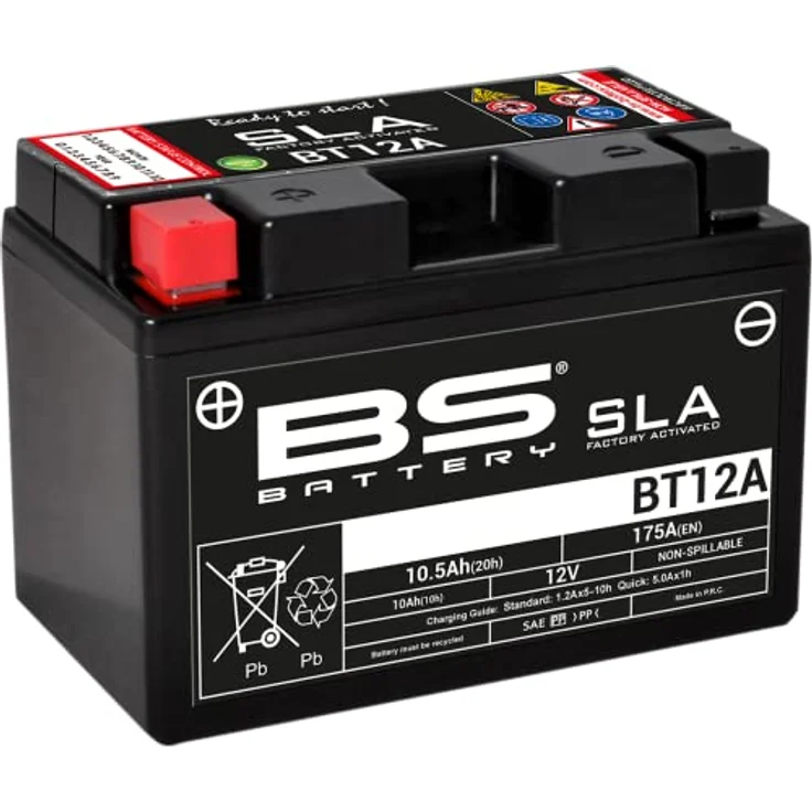 BS Battery BT12A, Wartungsfreie SLA-Batterie, werkseitig aktiviert, 12V, 10Ah, hohe Vibrationsbeständigkeit – Bild 1