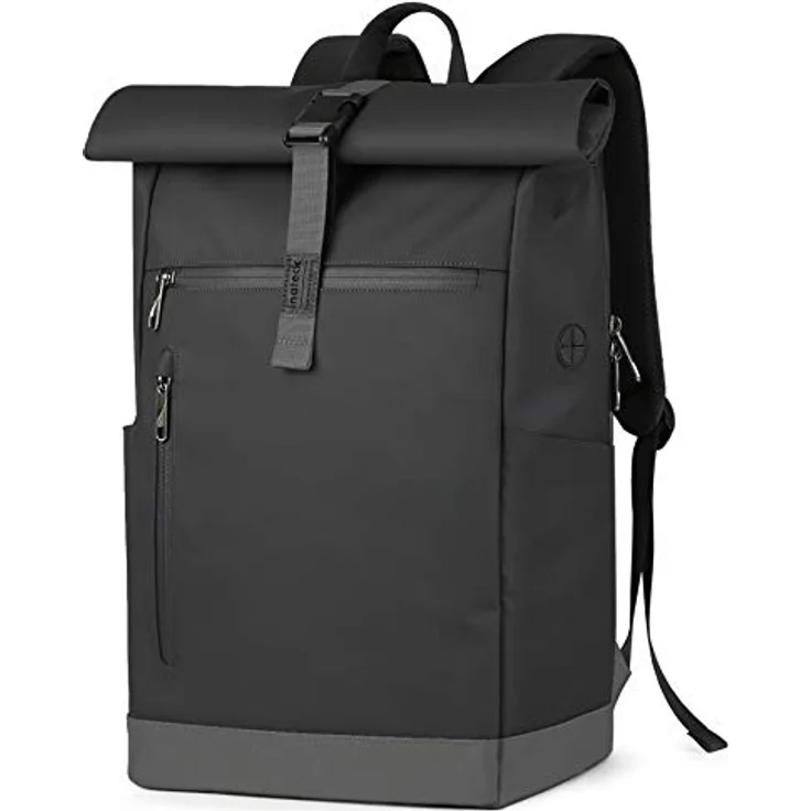 Inateck RollTop Rucksack Herren Damen 25L-30L Schwarz - LaptopRucksack mit Spritzwasserschutz, flexiblem Stauraum & 17 Zoll Laptopfach – Bild 1