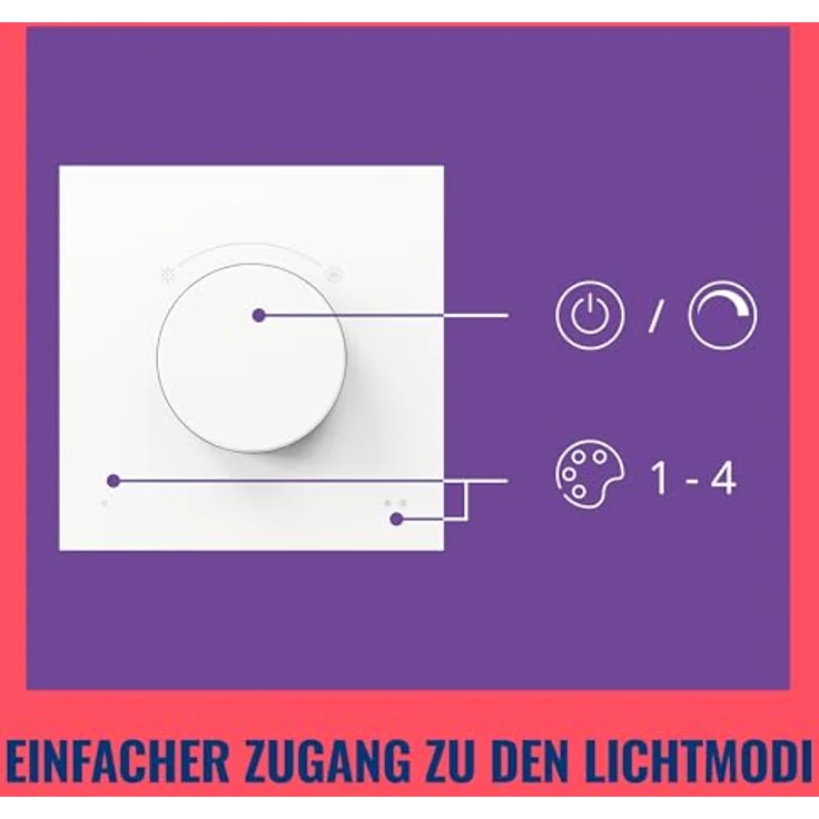 WIZ WiZ Dial Switch USB Schalter, kabelloser Lichtschalter mit dimmbarem Drehregler, Weiß – Bild 7