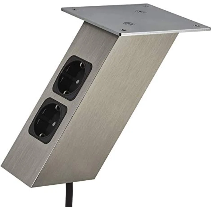 SOTECH Barkonsole schräg 170 x 80 x 70 mm in Edelstahloptik, mit 2 Schuko Steckdosen, 30 Kg Tragkraft, stabil und kompakt – Bild 2