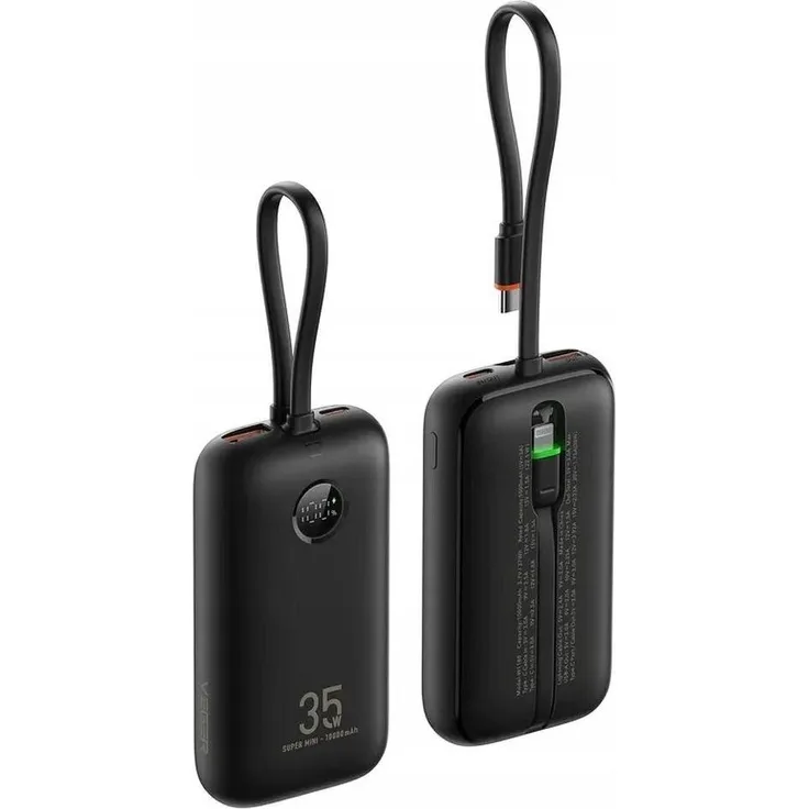Veger W1188 Powerbank, 10000 mAh, 35W PD Schnellladung, Schwarz