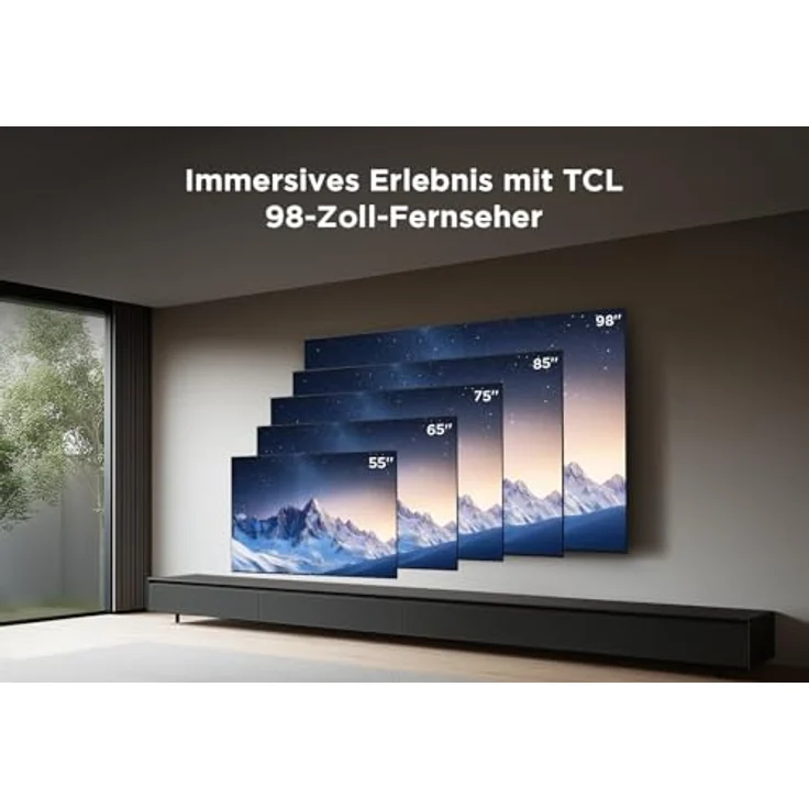TCL 98P743 98-Zoll 4K Fernseher, WCG, UHD, HDR PRO, 144Hz, Motion Clarity PRO, Dolby Vision IQ, Dolby Atmos, AIPQ, Game Master Pro 2.0, Smart TV unterstützt von Google TV, Kompatibel mit Alexa - Schwarz – Bild 5