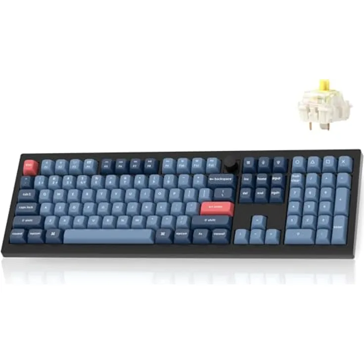 Keychron V6 Max, Fullsize Custom Wireless Mechanische Tastatur, 2.4 GHz/Bluetooth/USB-C, RGB, QMK/VIA Programmierbare Makros, Hot-Swap PBT Tastenkappen für Mac und Windows, Gateron Jupiter Banana