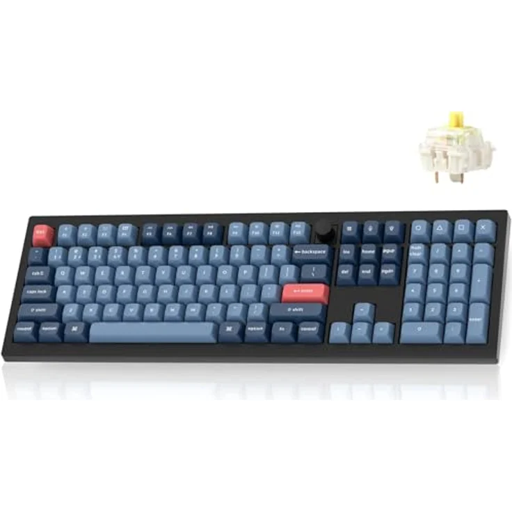Keychron V6 Max, Fullsize Custom Wireless Mechanische Tastatur, 2.4 GHz/Bluetooth/USB-C, RGB, QMK/VIA Programmierbare Makros, Hot-Swap PBT Tastenkappen für Mac und Windows, Gateron Jupiter Banana – Bild 1