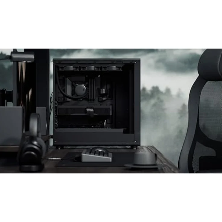 Fractal Design North XL Momentum Black, PC-Gaming-Gehäuse mit Glas-Seitenfenster, Front aus echtem geschwärztem Eichenholz, drei 14" Momentum-Lüfter, ATX-/E-ATX Unterstützung – Bild 5