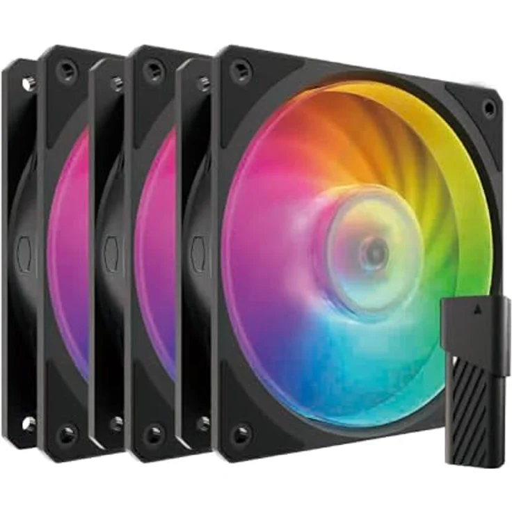 Cooler Master Mobius 120P ARGB 3-Pack, 120 mm Gehäuselüfter mit innovativem Ringblatt-Design und A1 Mini-LED-Controller, Schwarz – Bild 1