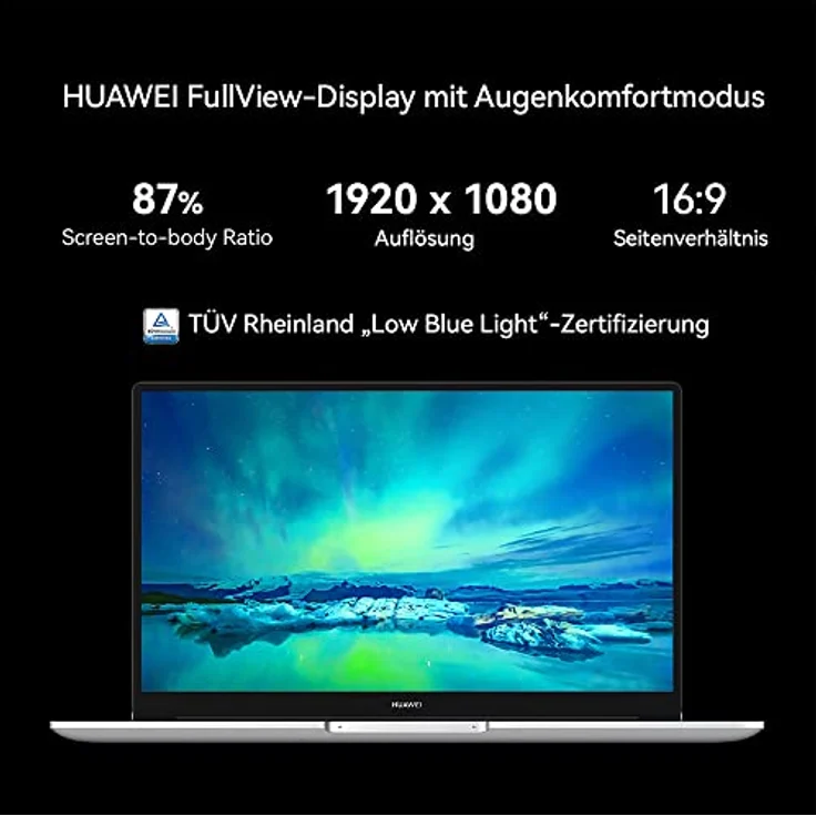 HUAWEI MateBook D15 Laptop| 11. Generation Intel Core i5-1155G7-Prozessor mit 8 GB RAM + 512 GB SSD Speicher|15,6 Zoll Ultrabook mit Eye Comfort FullView Display| Metallgehäuse Mystic Silver – Bild 2