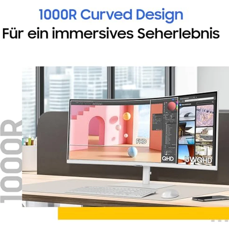 Samsung ViewFinity S65TC Curved Monitor, 34 Zoll, VA-Panel, 3.440 x 1.440 Pixel, HDR10, KVM-Switch, 100 Hz, 5 ms Reaktionszeit, Höhenverstellbar – Bild 5
