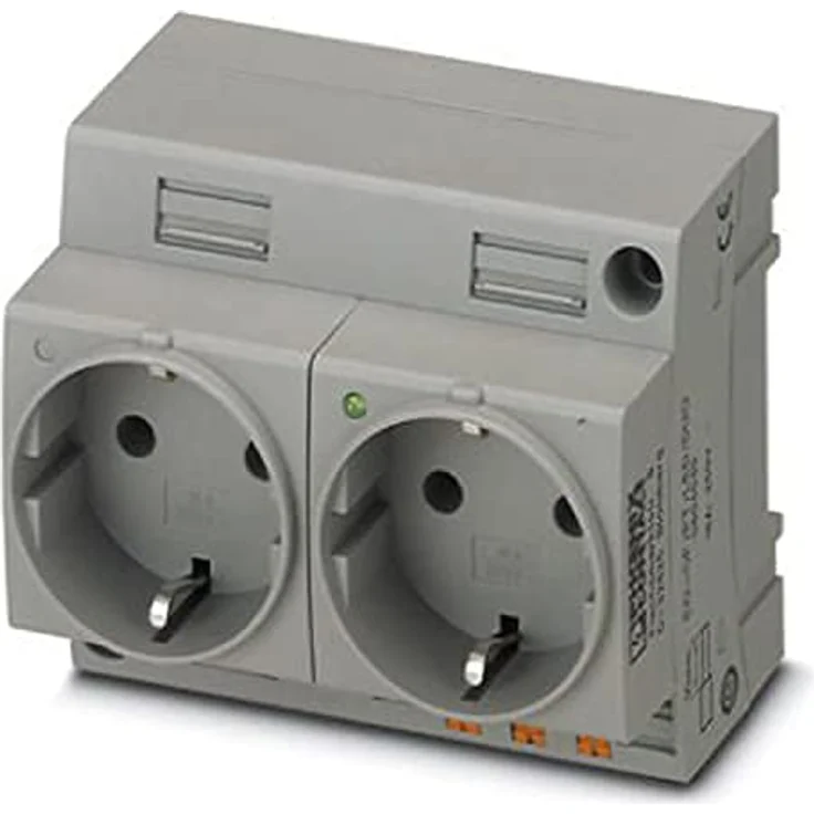 PHOENIX CONTACT EO-CF/PT/LED/DUO Doppelsteckdose, Steckgesicht Typ CE, Push-in-Federanschluss, Leuchtanzeige, 136.000g, Grau, 2 Stück