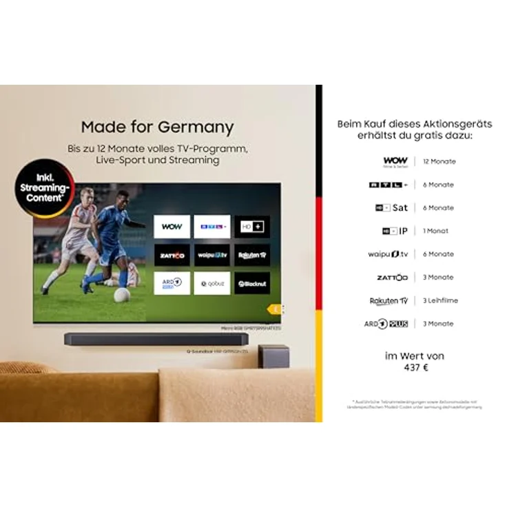 Samsung Mini LED M80H 4K 85 Zoll (214 cm) UHD Fernseher, HDR, Motion Xcelerator 144Hz, AI Fußballmodus, Smart TV mit Dynamik Sound Pack und AI Companion – Bild 3