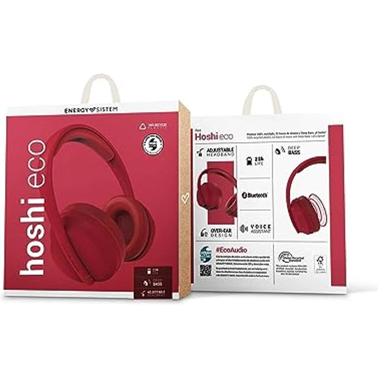Energy Sistem Hoshi ECO Headset, Drahtloser Kopfbügel mit aktiver Geräuschunterdrückung, Bluetooth 5.3, 23 Stunden Akkulaufzeit, Rot – Bild 6