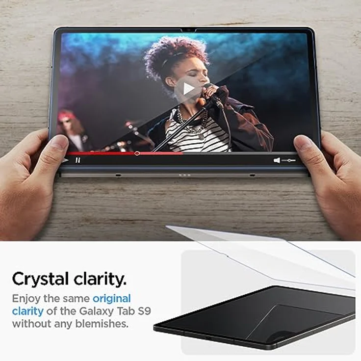 Spigen Glas.tR EZ Fit Schutzfolie kompatibel mit Samsung Galaxy Tab S9, 11 Zoll, Schablone für Installation, Kristallklar, Kratzfest, 9H Härte Folie – Bild 5