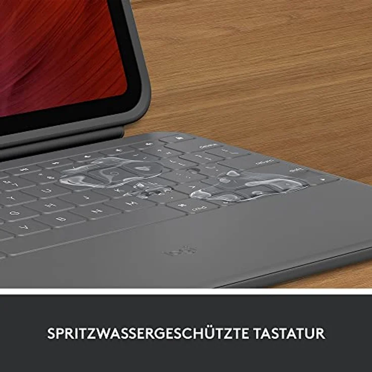 Logitech Rugged Folio für iPad (10. Generation) – Schutzcase mit Smart Connector und strapazierfähiger, spritzwassergeschützter Tastatur, German Layout - Grau – Bild 3