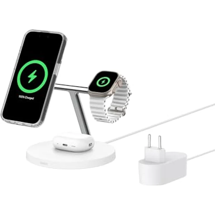 Belkin BoostCharge Pro Kabellose 3-in-1-Ladestation, 15 W Wireless Charger für iPhone, Apple Watch und AirPods, Qi2-Technologie – Bild 1