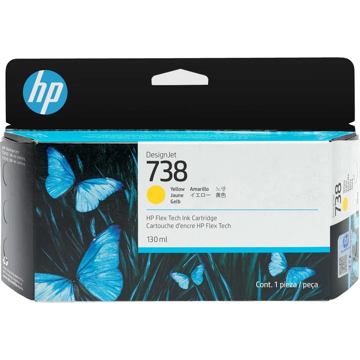 HP Druckerpatrone 738, 130-ml Gelb, DesignJet Ink Cartridge für technische Zeichnungen mit UV-Schutz und alterungsbeständiger Tinte – Bild 3
