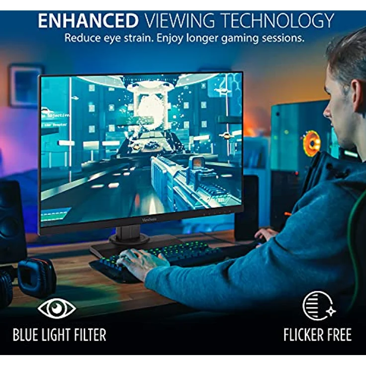 ViewSonic Omni XG2431 24 Zoll 1080p 0,5ms 240Hz Gaming Monitor in Schwarz mit AMD FreeSync Premium, Advanced Ergonomics, Eye Care, HDMI und DisplayPort für Esports – Bild 4