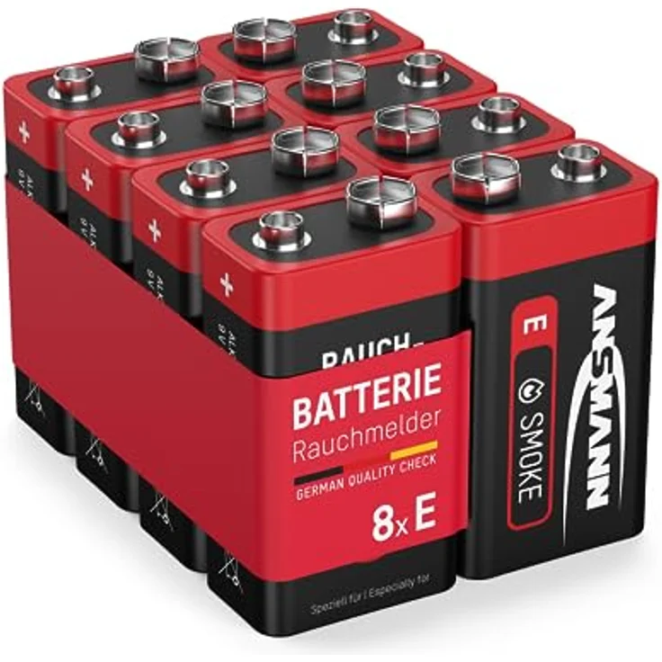ANSMANN Alkaline longlife Rauchmelder 9V Block Batterien (8 Stück) - Premium Qualität für höhere Leistung, 9V Batterie ideal für Feuermelder, Bewegungsmelder, Alarmanlagen & Kohlenmonoxid Warnmelder – Bild 2