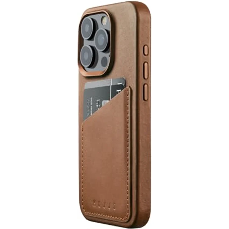 Mujjo Leather Wallet Case iPhone 15 Pro braun - Brieftaschen-Funktion, außergewöhnlicher Schutz, Magsafe-kompatibel – Bild 1
