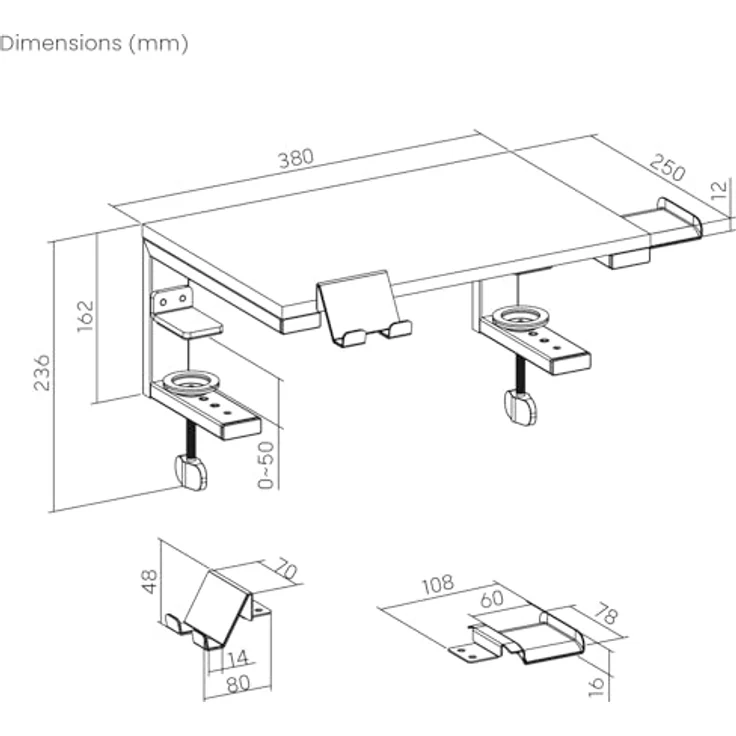 Ergo Office ER-303 B Laptop-/Monitorständer, Tragfähigkeit 20kg für Diagonale 13-32 Zoll, schwarz – Bild 4
