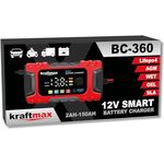 Kraftmax BC-360, 12V Batterieladegerät mit 6A Ladestrom für AGM, GEL, SLA, Nass-, Deep-Cycle- und LIFEPO4-Batterien