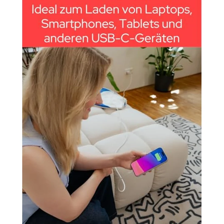 Verbatim Essentials USB-C auf USB-C Kabel, 3,0m, 480Mbit/s, 100W QC, weiss – Bild 4